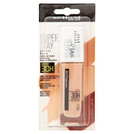 Maybelline New York Fondotinta Liquido SuperStay 30H Active Wear, Ivory (10), 30 ml